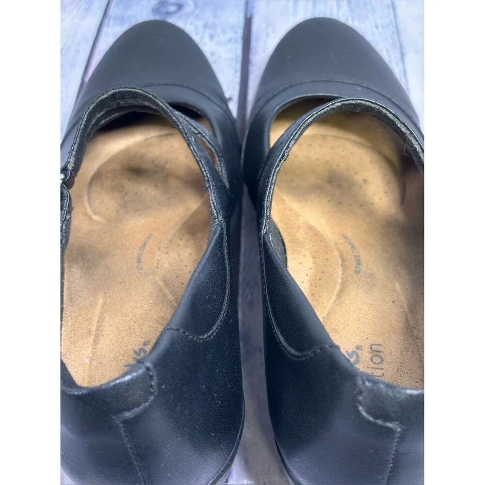Clarks Emily Clover Black Leather Timeless Classic Elegant Mary Jane Shoes 8.5
